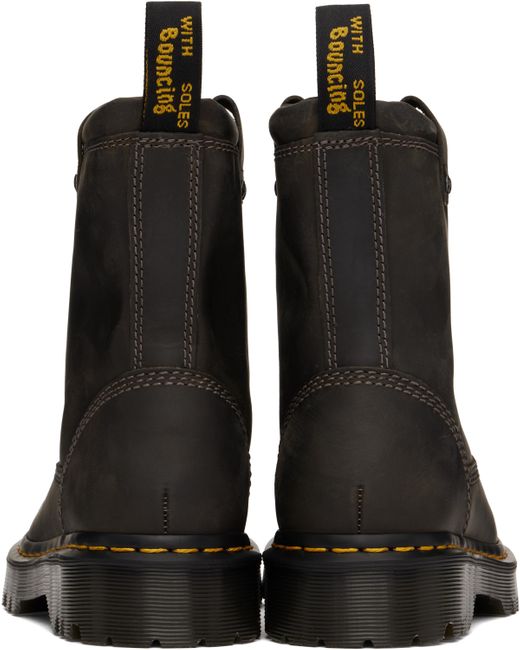 メンズ Dr. Martens グレー Anistone Lo レザー ブーツ Black