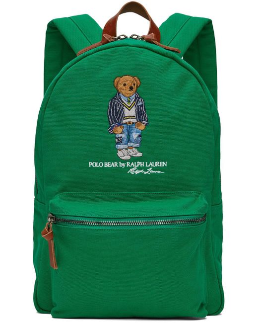 Polo Ralph Lauren Cotton Polo Bear Backpack in Green for Men | Lyst UK