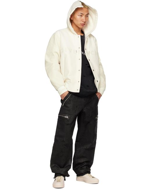 Givenchy White Hooded Varsity Bomber Jacket for men