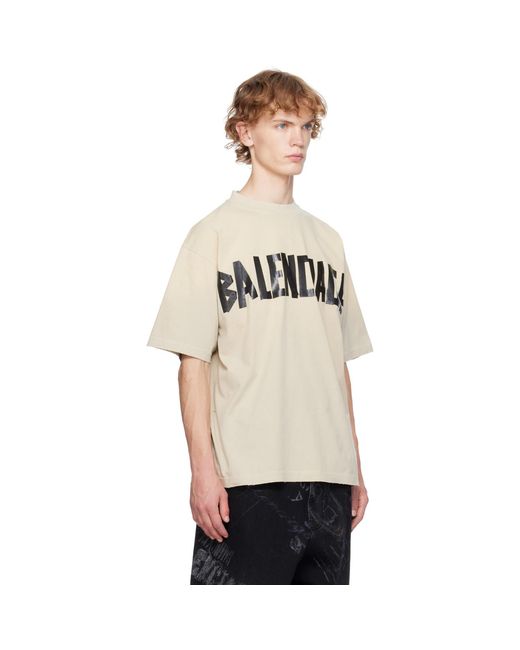 Balenciaga Natural Tape Logo Medium Fit T-Shirt for men