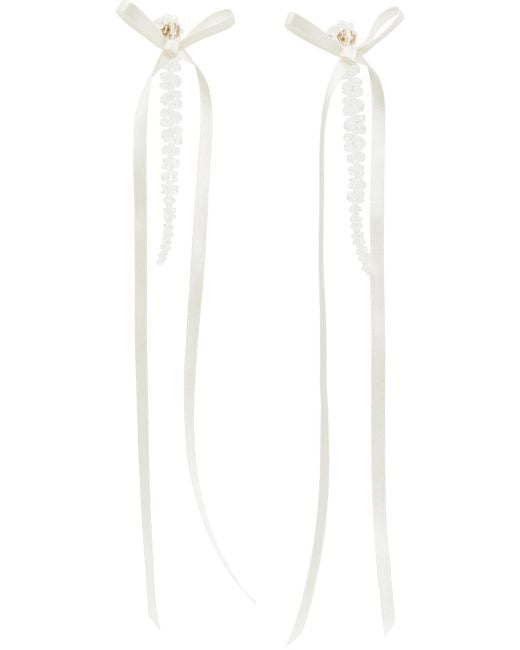 Simone Rocha Off-white Bow Ribbon Drip Earrings