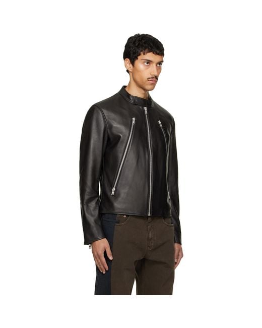 Maison Margiela Black 5-Zip Leather Jacket for men