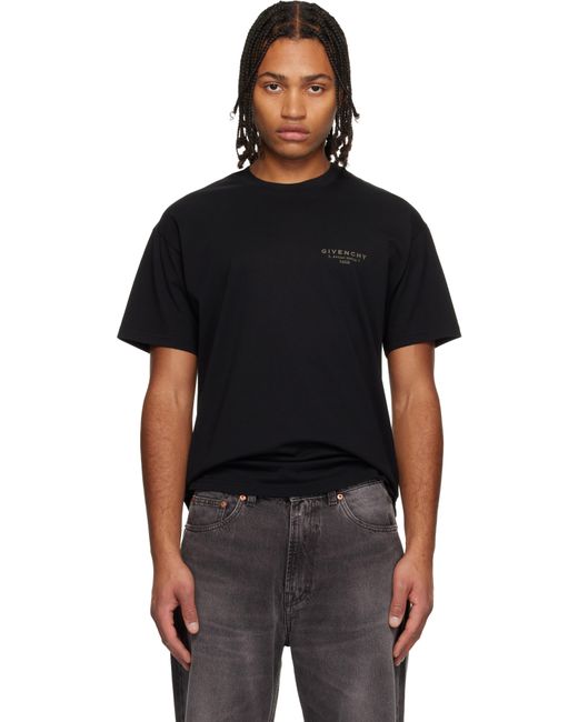 Givenchy Black Cotton Stamp Print T-Shirt for men