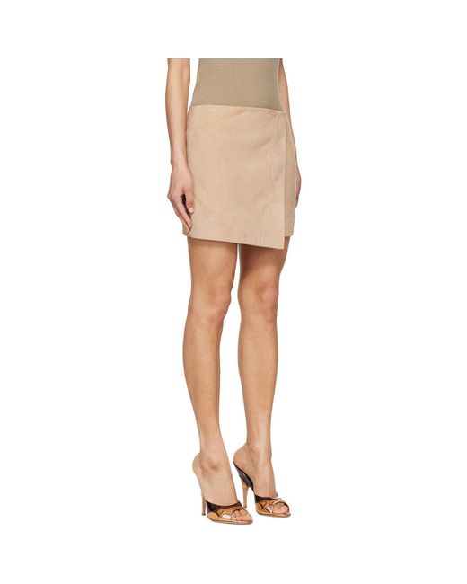 Balmain Natural Suede Wrap Miniskirt