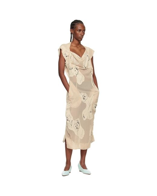 Vivienne Westwood Black Off- Printed Veil Crepe Ionian Midi Dress