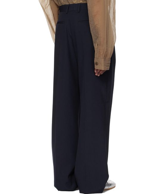 メンズ Dries Van Noten ネイビー ウール ストレートパンツ Blue