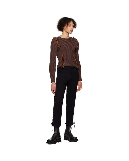 Eckhaus Latta Black Burgundy Rope Sweater for men