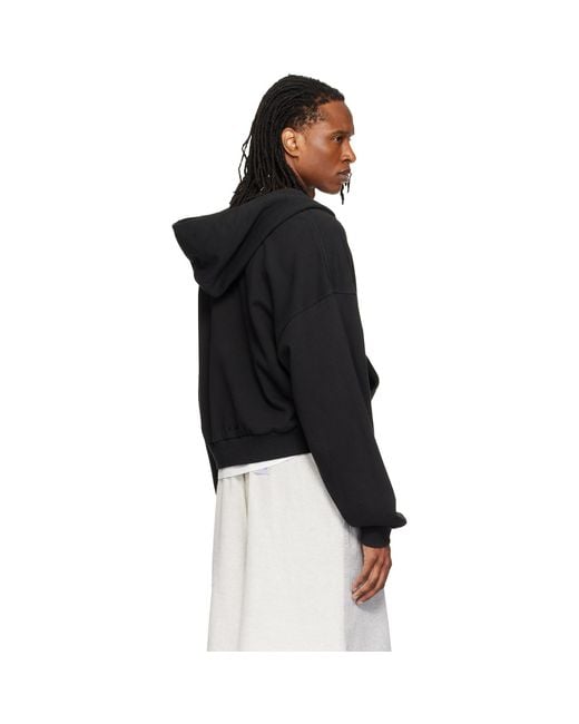 we11done Black Doodle Teddy Zip-Up Hoodie for men