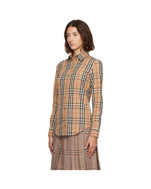 Burberry Brown Check Stretch Cotton Shirt