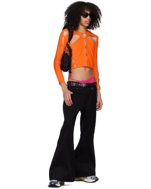 Columbia Orange Cutout Long Sleeve T-Shirt for men