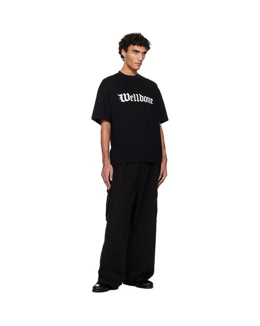 we11done Black Gothic Logo T-Shirt for men