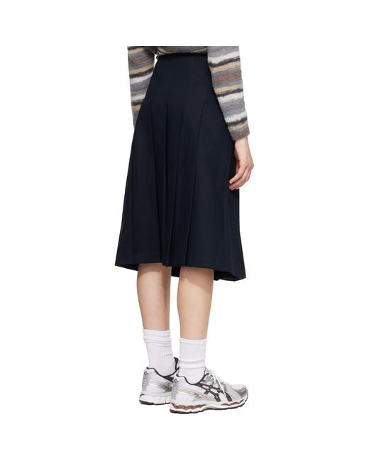 A.P.C. Blue Pleated Midi Skirt