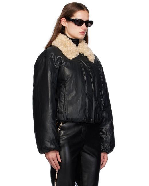 Stand Studio Black Fran Faux-Leather Bomber Jacket