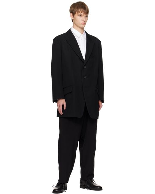 Yohji Yamamoto Black Tuxedo Standard String Trousers for men