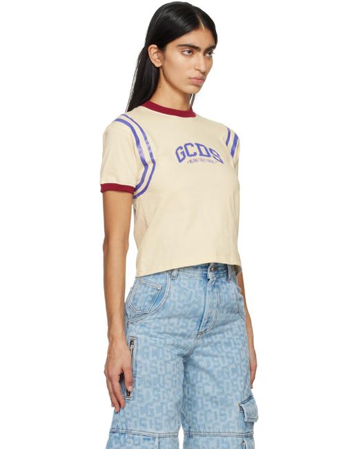 Gcds Blue Off-white Embroidered T-shirt