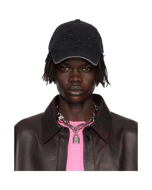 Acne Black Logo Cap for men