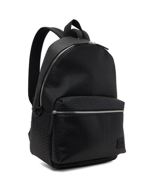 HUGO Black Embossed-Logo Backpack for men