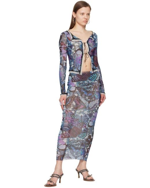 Jean Paul Gaultier Blue Flower Body Morphing Maxi Skirt