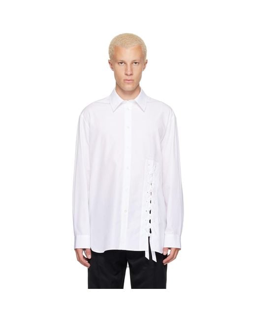Simone Rocha White Lace Up Hem Easy Shirt for men