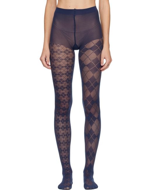 Thom Browne Blue Funmix Argyle Sheer Tights