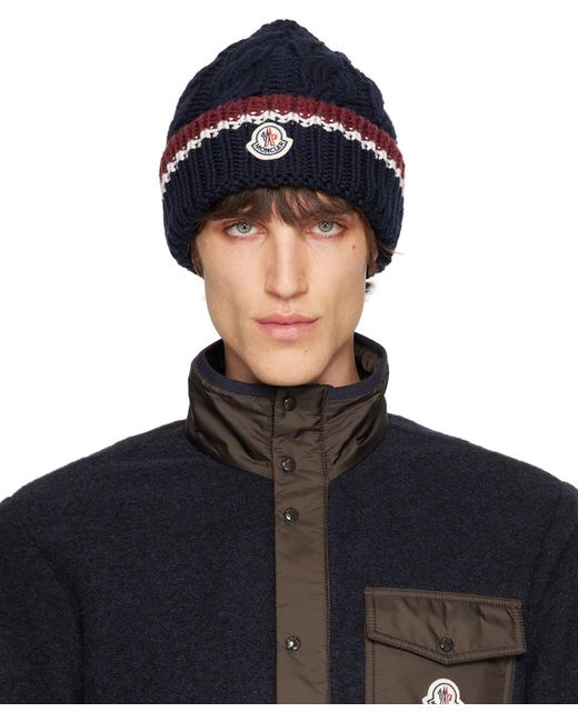 メンズ Moncler ネイビー Archivio ビーニー Black