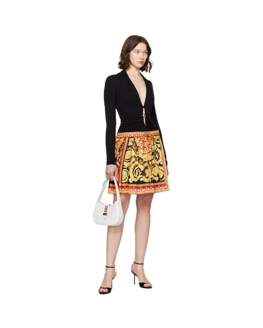 Versace Yellow Barocco 92 Foulard Silk Miniskirt