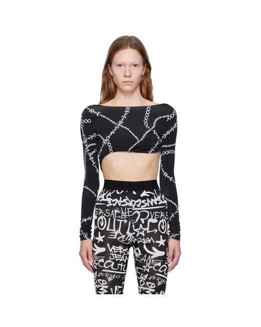 Versace Jeans Couture Black Printed Bodysuit
