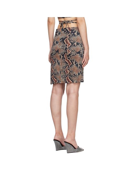 Atlein Black Snake Print Miniskirt