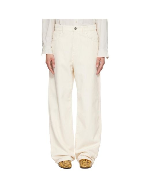 Rohe White Off- Bruun Signature Baggy Corduroy Trousers