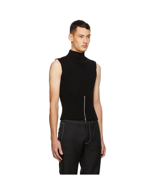 black sleeveless turtleneck men's