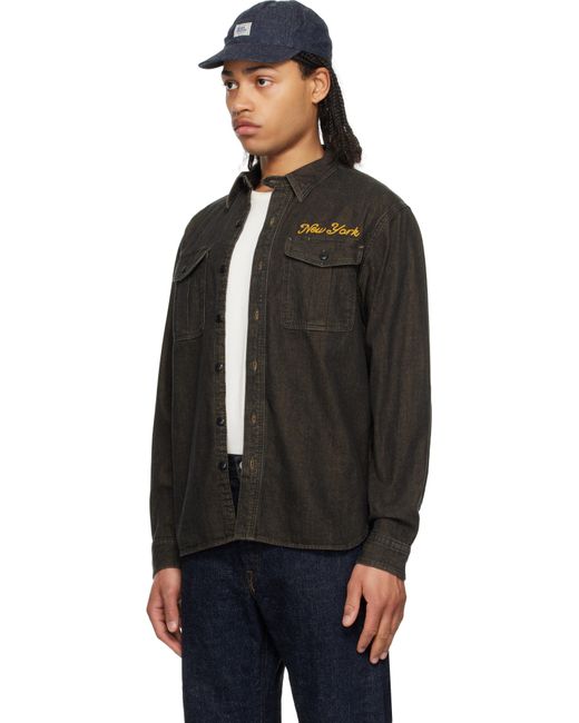RRL Embroidered Work Denim Shirt in Black for Men | Lyst