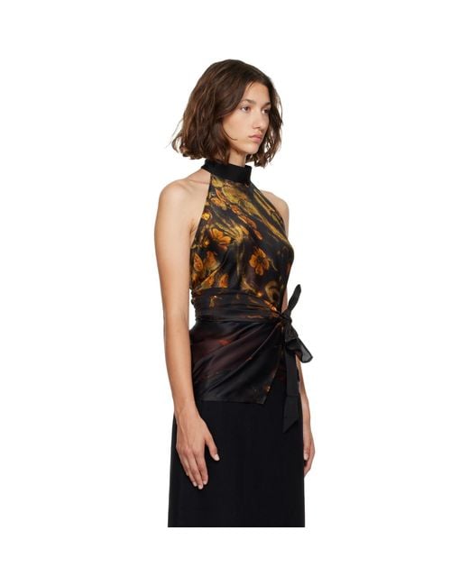 Dries Van Noten Black Satin Blouse