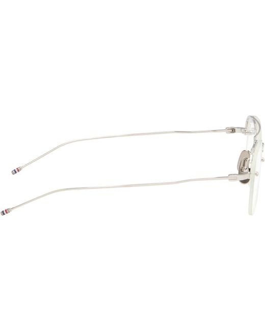 Thom Browne Multicolor Titanium Semi-Rimless Pilot Glasses for men