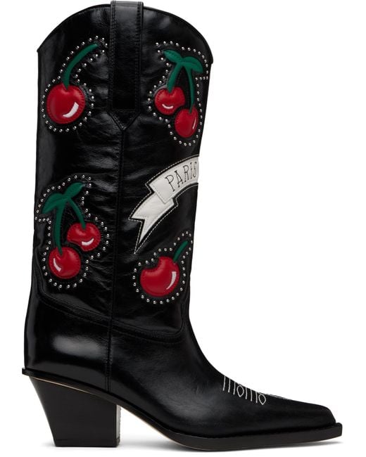 Paris Texas Black Cherry Blossom Boots
