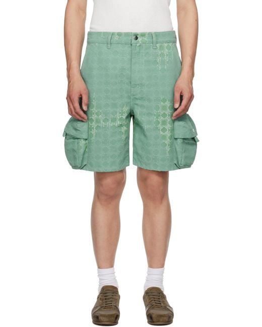Amiri Green Ma Quad Bleached Cargo Shorts for men