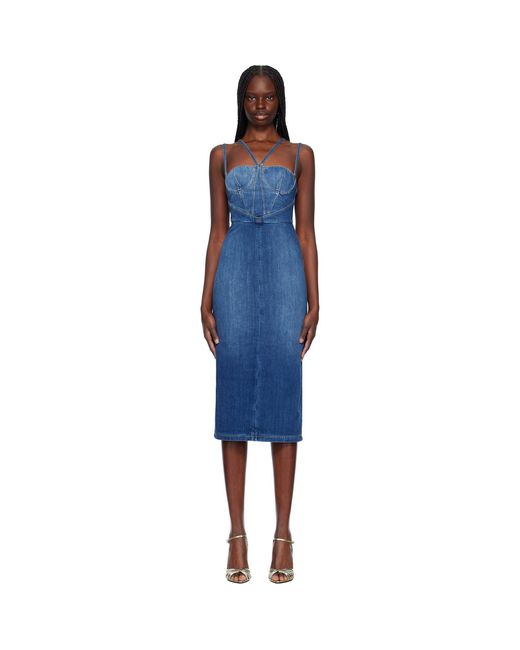 Nensi Dojaka Black Gaelle Corset Denim Midi Dress