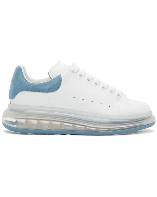 Alexander McQueen White & Blue Clear Sole Oversized Sneakers for men