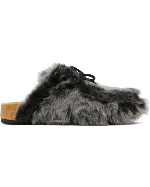 Dries Van Noten Black Shearling Clogs for men