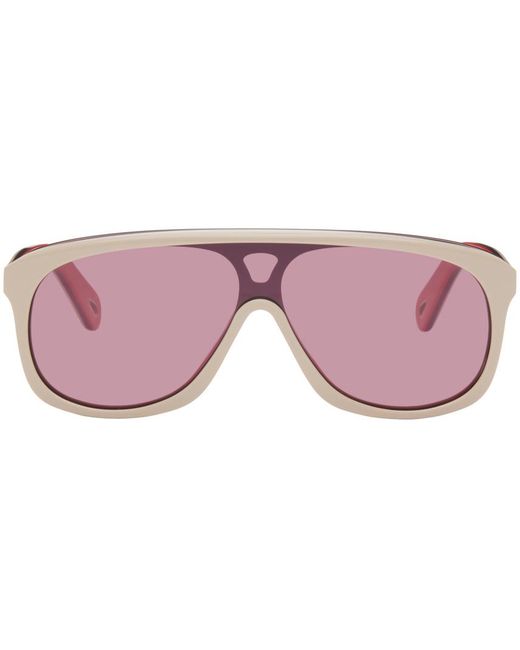 Chloé Pink Off-white Ski Pilot Sunglasses