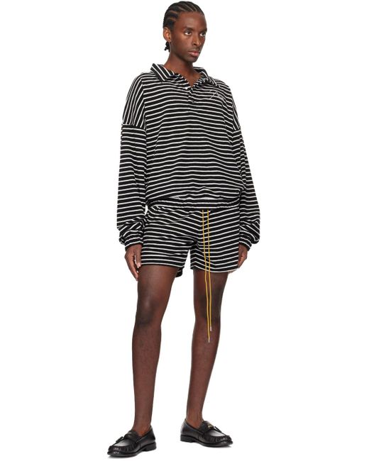 Rhude Black & White Striped Shorts for men