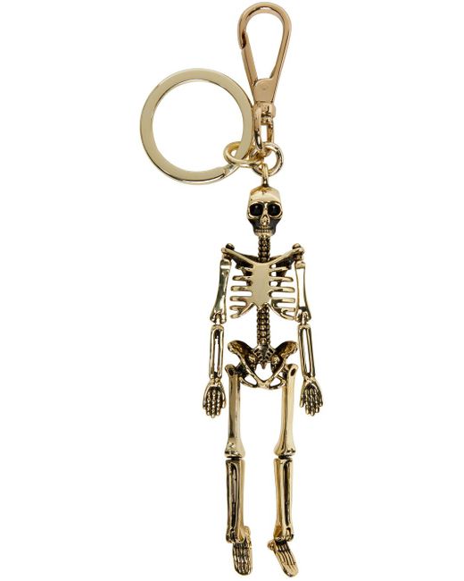 Alexander McQueen Metallic Gold Skeleton Keychain for men