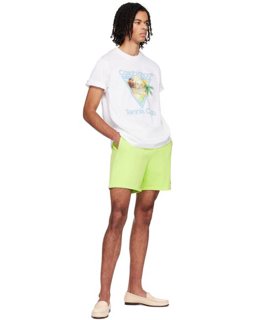 メンズ Casablancabrand ホワイト Afro Cubism Tennis Club Tシャツ Green