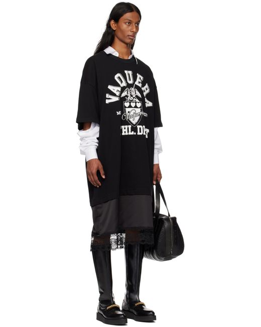メンズ VAQUERA ブラック Slip Skirt Tall Tee ミディアムワンピース Black