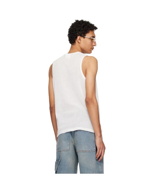 Courreges White Printed Mesh Tank Top for men