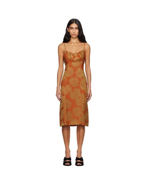 Dries Van Noten Black Jacquard Slip Midi Dress