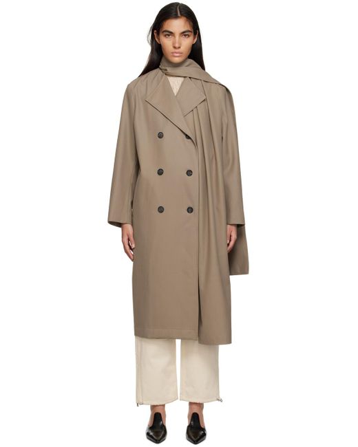 Totême Taupe Wrap Trench Coat in Black | Lyst UK