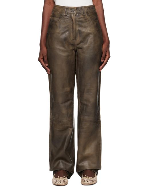 REMAIN Birger Christensen Multicolor Brown Leather Pants