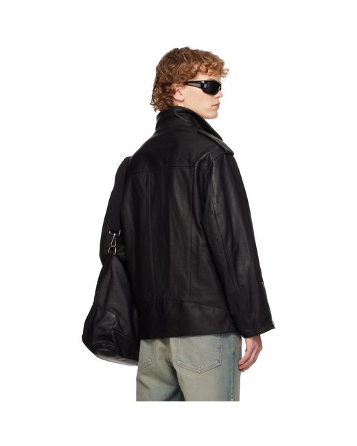 SECONDA Black Fonda Leather Jacket for men