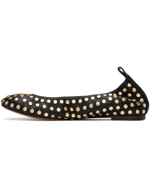 Lanvin Black Studs Leather Ballerina Flats