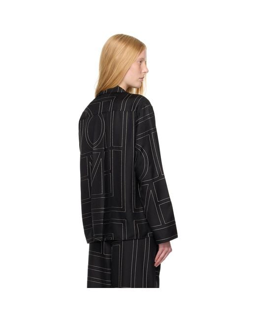 Totême  Black Monogram Silk Shirt